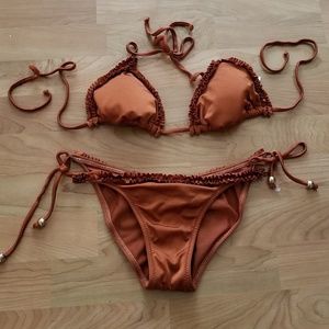 NWOT Point Conception bronze triangle bikini